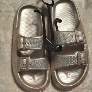 Women's Metallic Slide Sandals